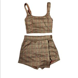 Popular 21 plaid skort set